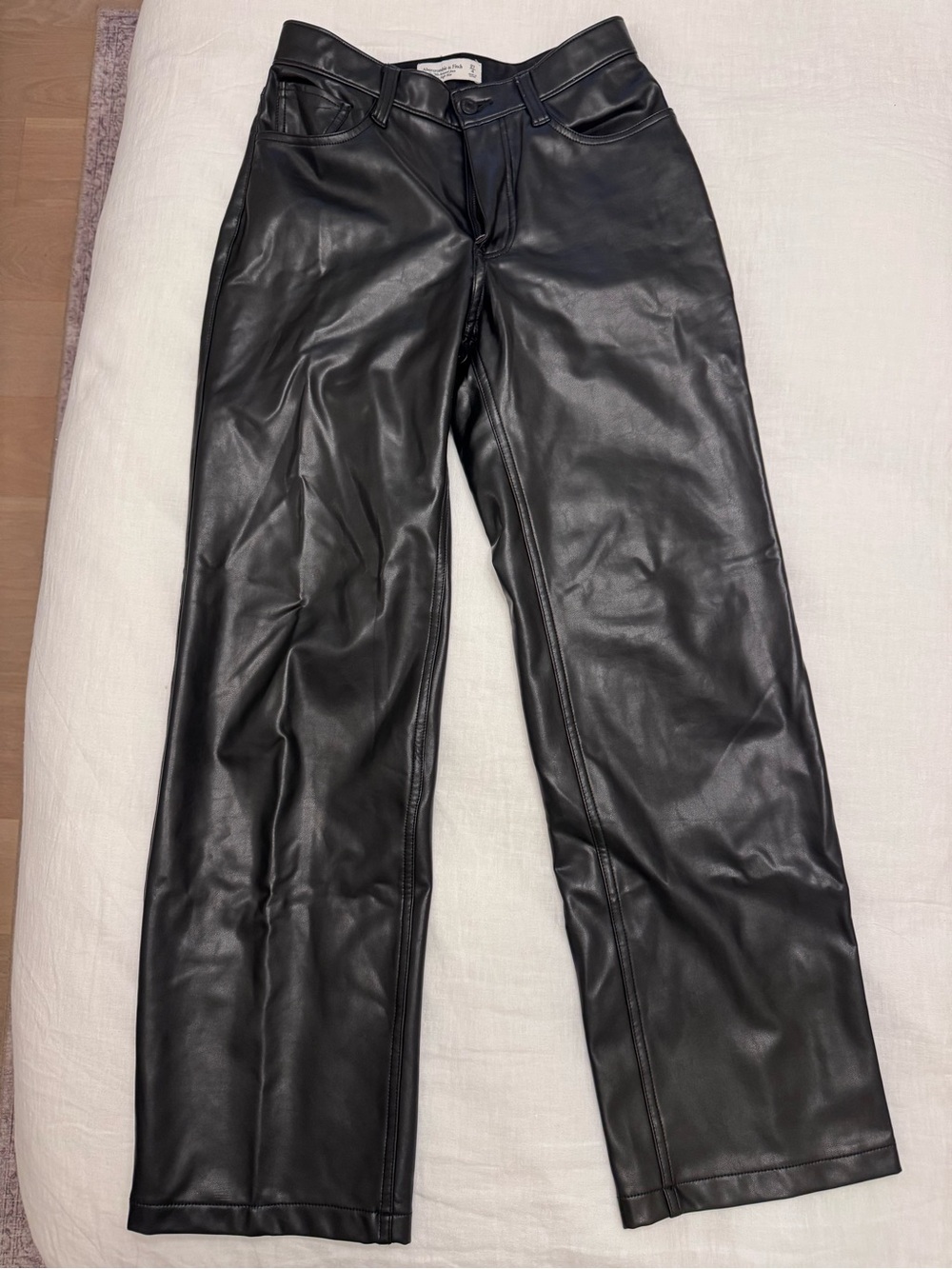 Abercrombie & Fitch Black Faux Leather Boot Cut Pants. 90s Relaxed Ultra High